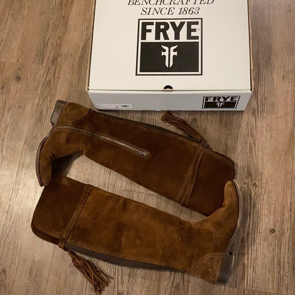 FRYE molly tassel otk wood leather boots in box!
